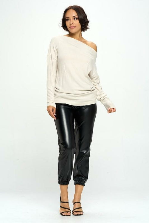 Bone Knit Off the Shoulder Top