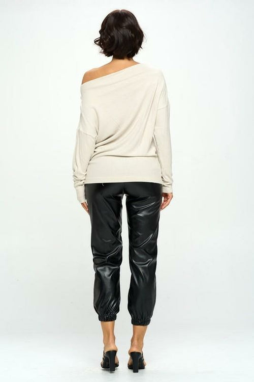 Bone Knit Off the Shoulder Top