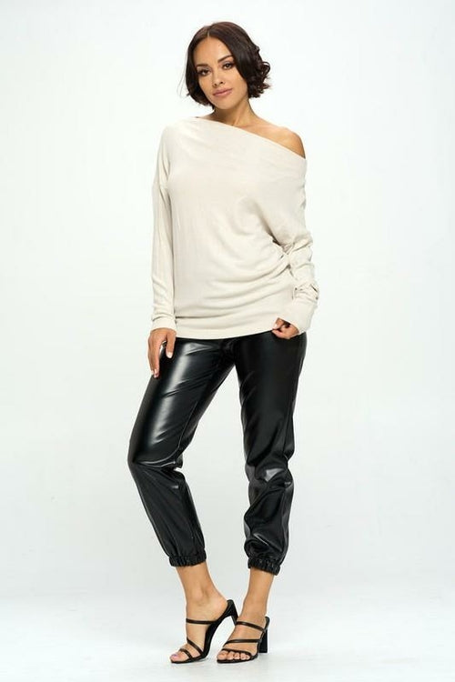 Bone Knit Off the Shoulder Top