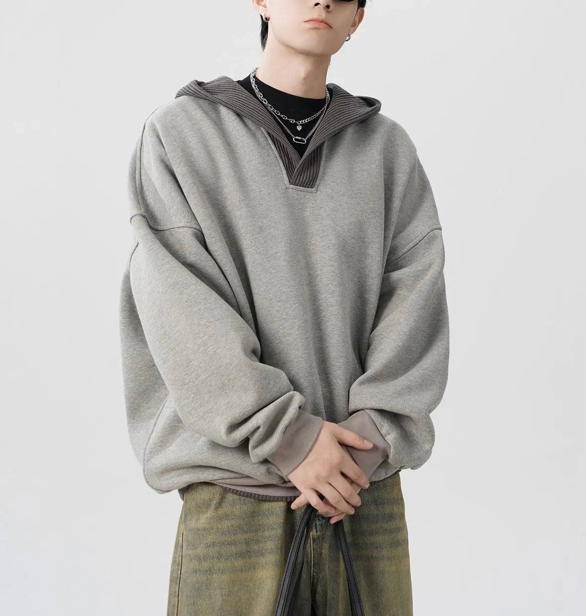 Patchwork Hooded Sweatshirt
