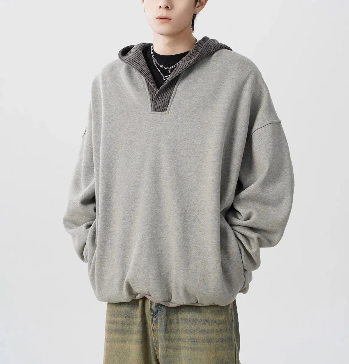 Patchwork Hooded Sweatshirt