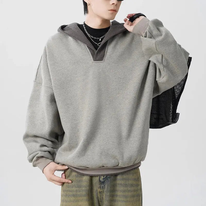 Patchwork Hooded Sweatshirt