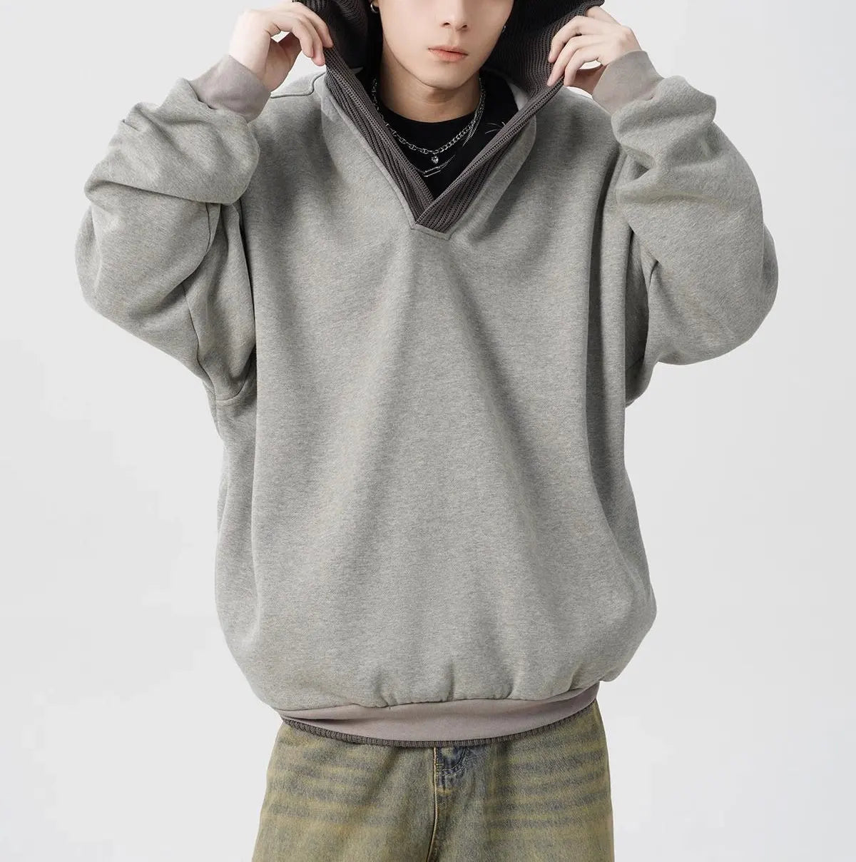 Patchwork Hooded Sweatshirt