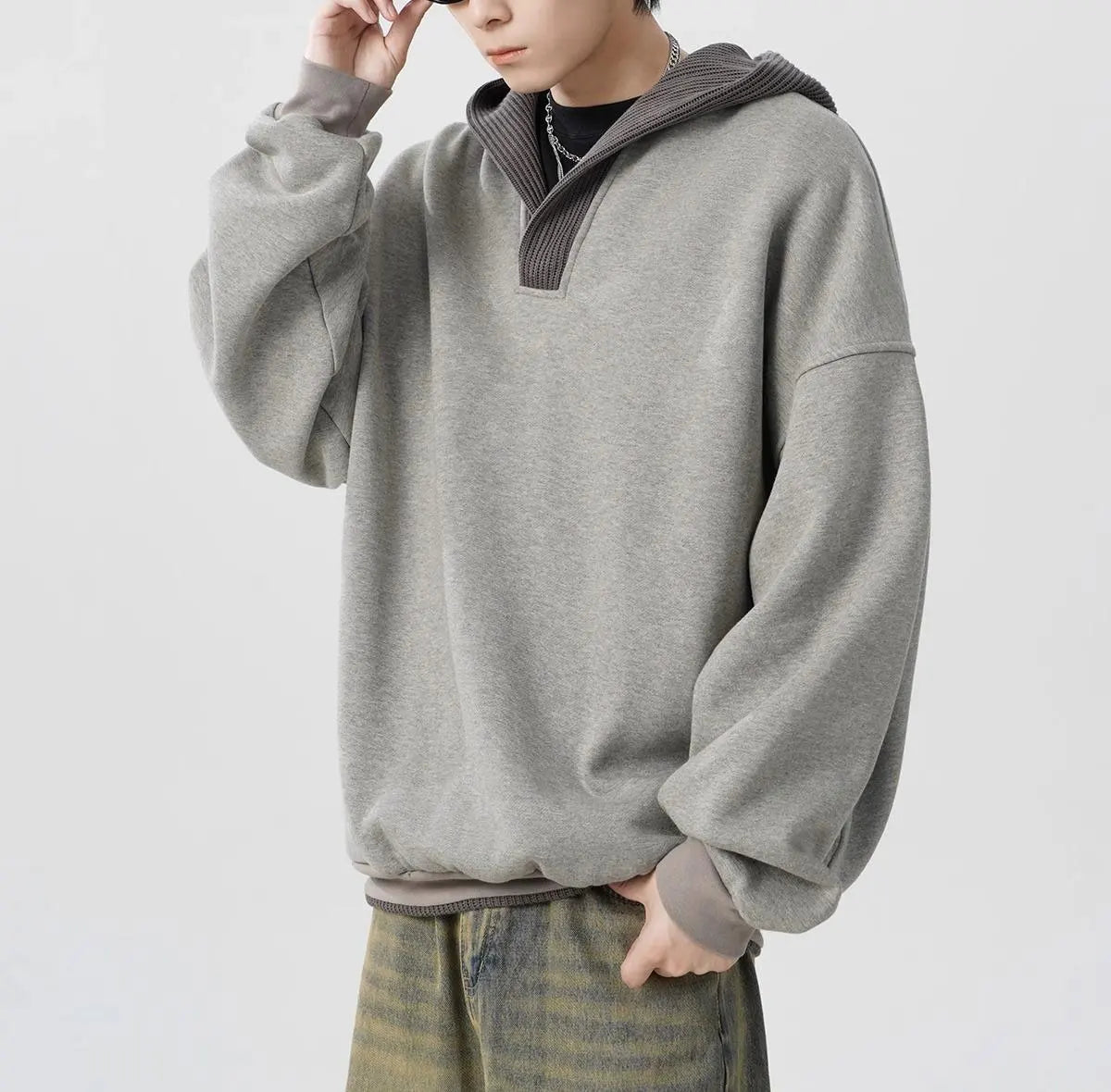 Patchwork Hooded Sweatshirt