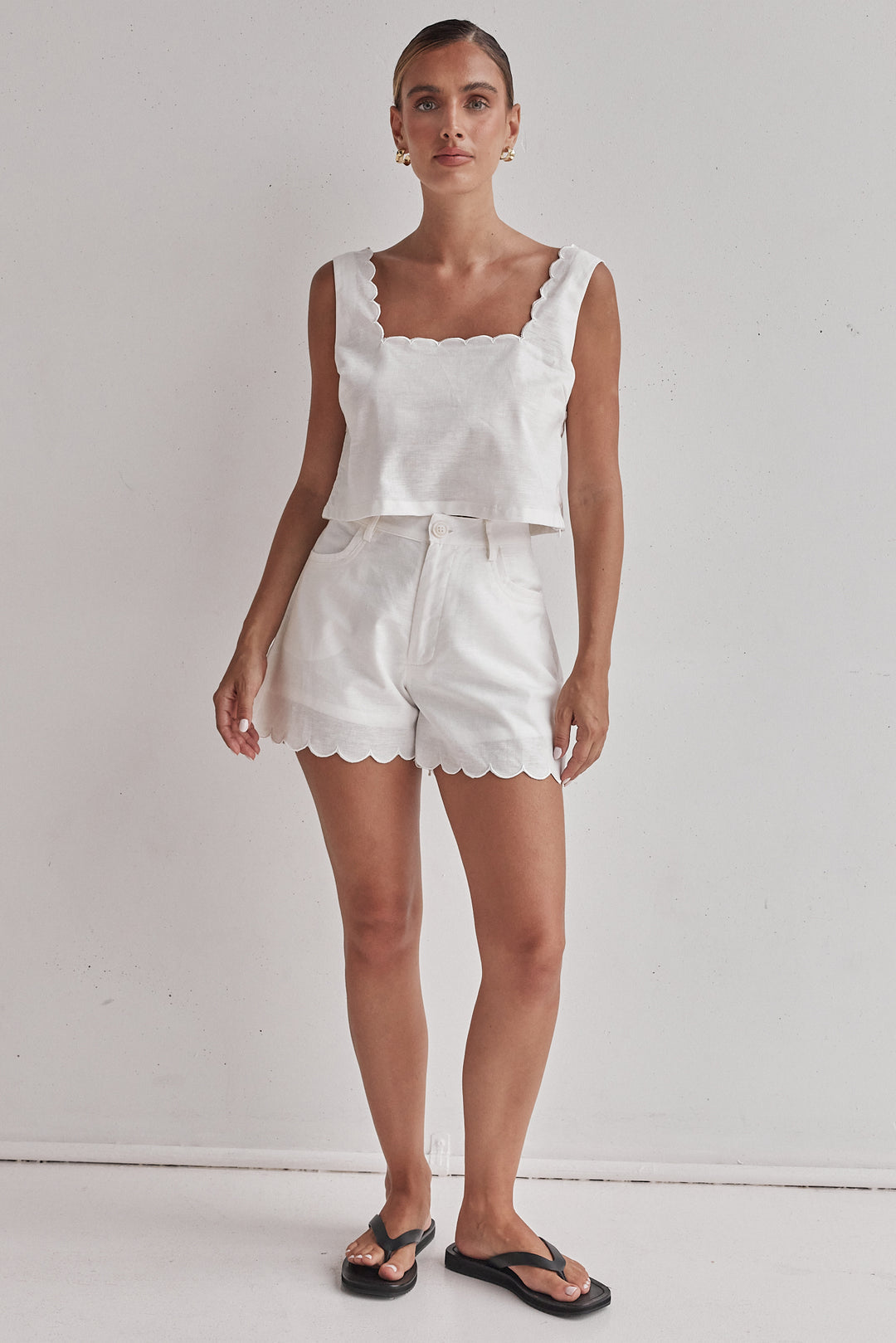 Luna Scallop Linen Top