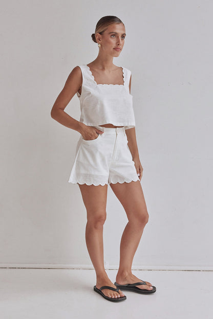 Luna Scallop Linen Top