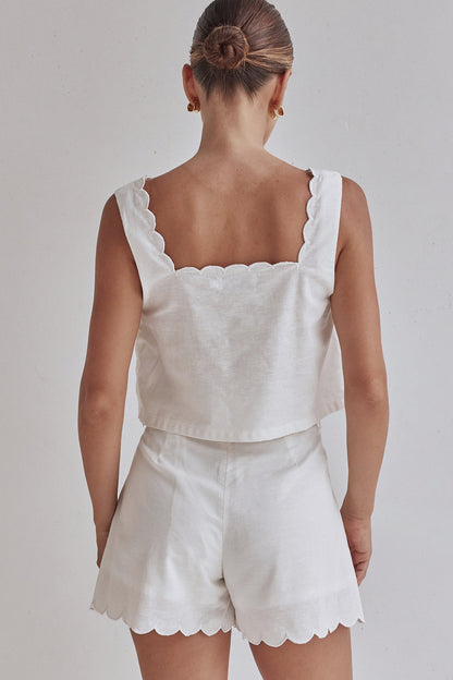 Luna Scallop Linen Top